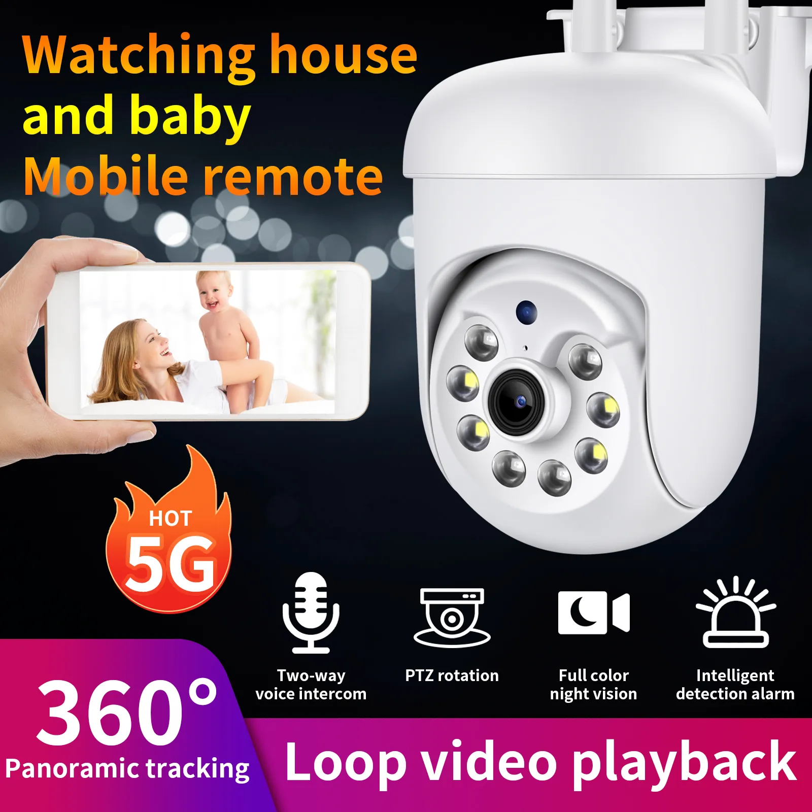 2MP 1080P HD Camera WIFI PTZ Control Video Surveillance Cameras Wireless Connect 360° Panoramic Two-way Conversation 2MP 1080P HD Camera WIFI PTZ Control Video Surveillance Cameras Wireless Connect 360° Panoramic Two-way Conversation