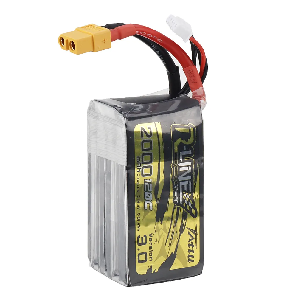 TATTU R-LINE V3.0 4S 14.8V 2000mAh 120C LiPo Battery XT60 Plug for Airplane RC Car Helicopter FPV Racing Drone TATTU R-LINE V3.0 4S 14.8V 2000mAh 120C LiPo Battery XT60 Plug for Airplane RC Car Helicopter FPV Racing Drone