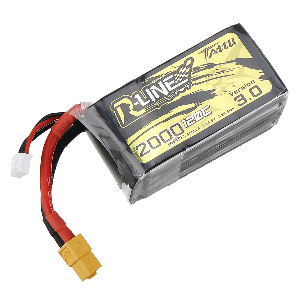 TATTU R-LINE V3.0 4S 14.8V 2000mAh 120C LiPo Battery XT60 Plug for Airplane RC Car Helicopter FPV Racing Drone TATTU R-LINE V3.0 4S 14.8V 2000mAh 120C LiPo Battery XT60 Plug for Airplane RC Car Helicopter FPV Racing Drone