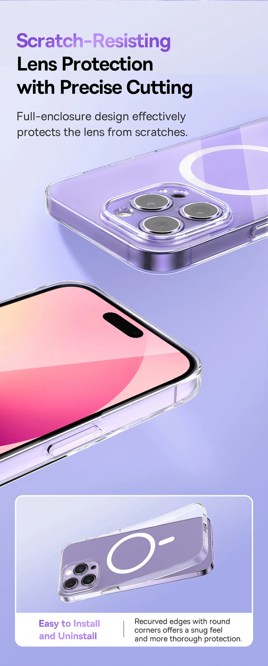 Baseus Case for iPhone 14 6.1 inch Crystal Series Magnetic Phone Case with High Light Transmittance
