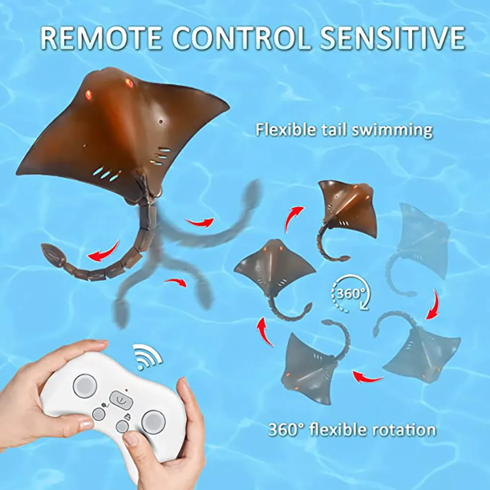 2.4G Intelligent Waterproof RC Boat Ship Wireless Remote Control Devil Fish Creative Toy for Children