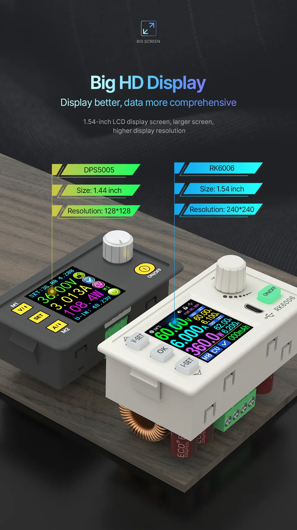 RIDEN® RK6006/RK6006-BT 60V 6A 4 Digit Communication 360W Adjustable Digital DC to DC Step Down Voltage Bench Power Supply Buck Converter RIDEN® RK6006/RK6006-BT 60V 6A 4 Digit Communication 360W Adjustable Digital DC to DC Step Down Voltage Bench Power Supply Buck Converter