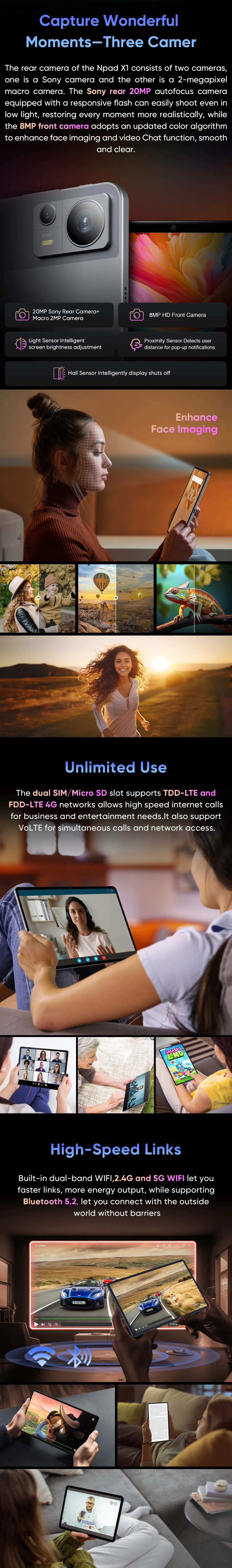 N-One NPad X1 Helio G99 MTK8781 Octa Core 16GB RAM 128GB ROM Netflix Widevine L1 Face Unlock 4G LTE 11 Inch 2K Screen Android 13 Tablet With Case Cover And Glass Screen Protector