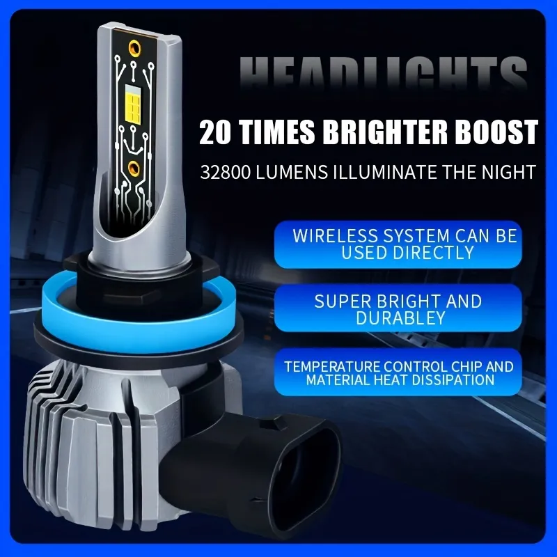 2pcs DC9-16V Universal Car LED Headlight 32800LM H4 H7 LED Bulb 3570 Chip 90W Fog Light IP67 Waterproof 6000K