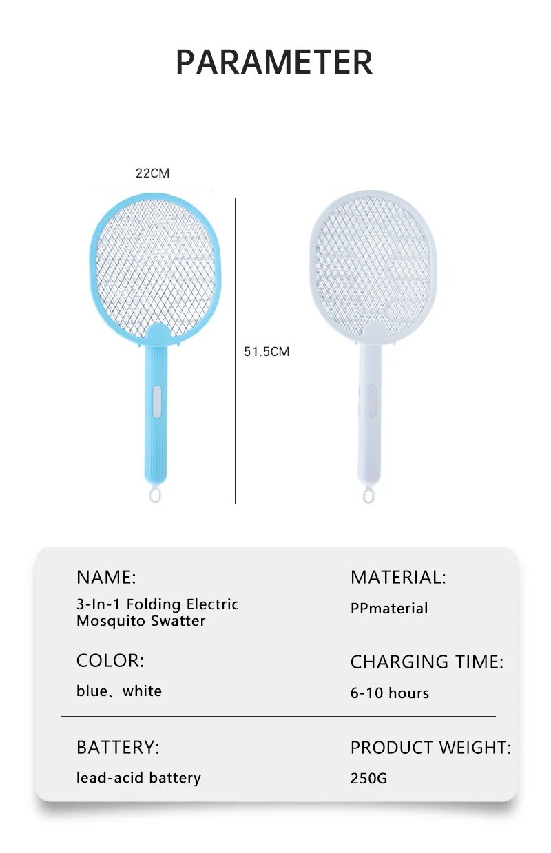 AGSIVO 3 In 1 3000V Cordless Rechargeable Electric Mosquito Bug Zapper Foldable Handheld Mosquito Killing Lamp