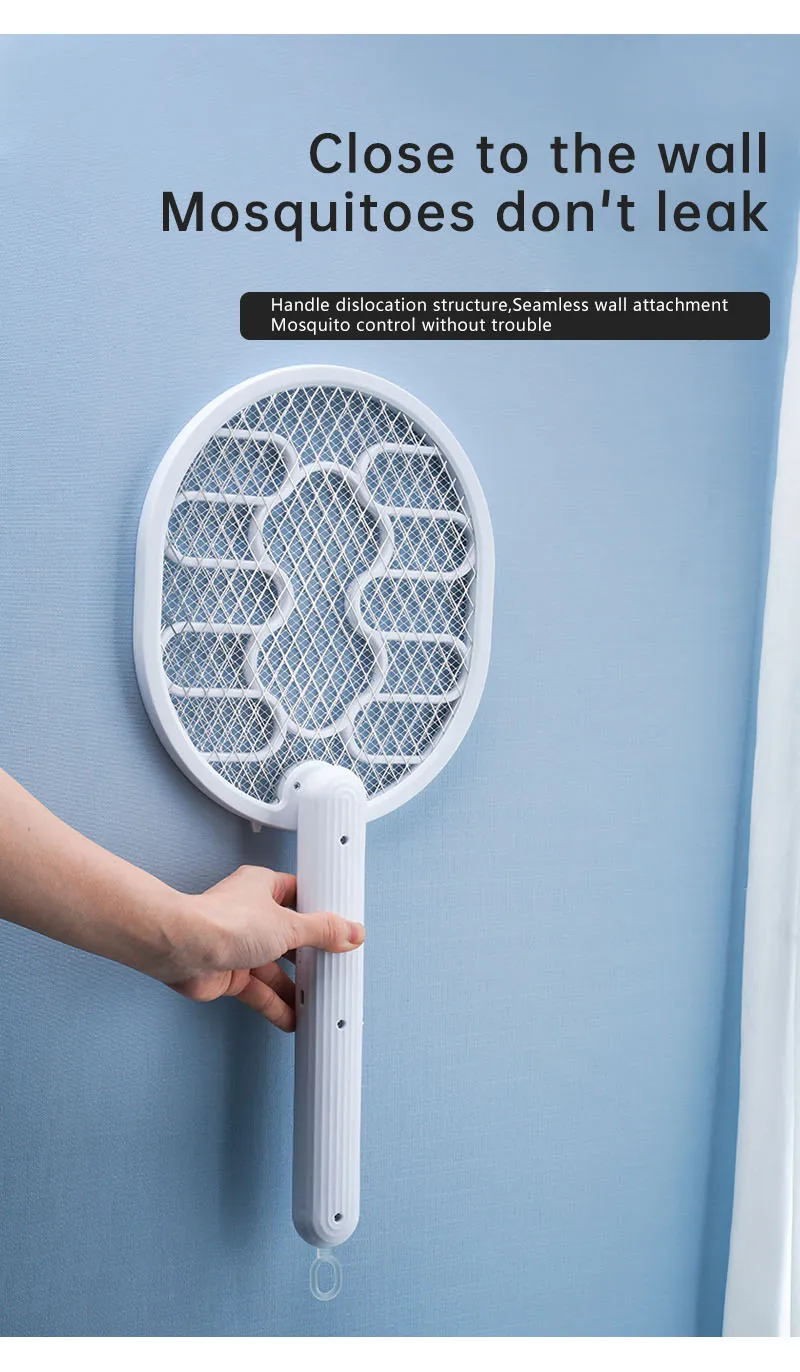 AGSIVO 3 In 1 3000V Cordless Rechargeable Electric Mosquito Bug Zapper Foldable Handheld Mosquito Killing Lamp