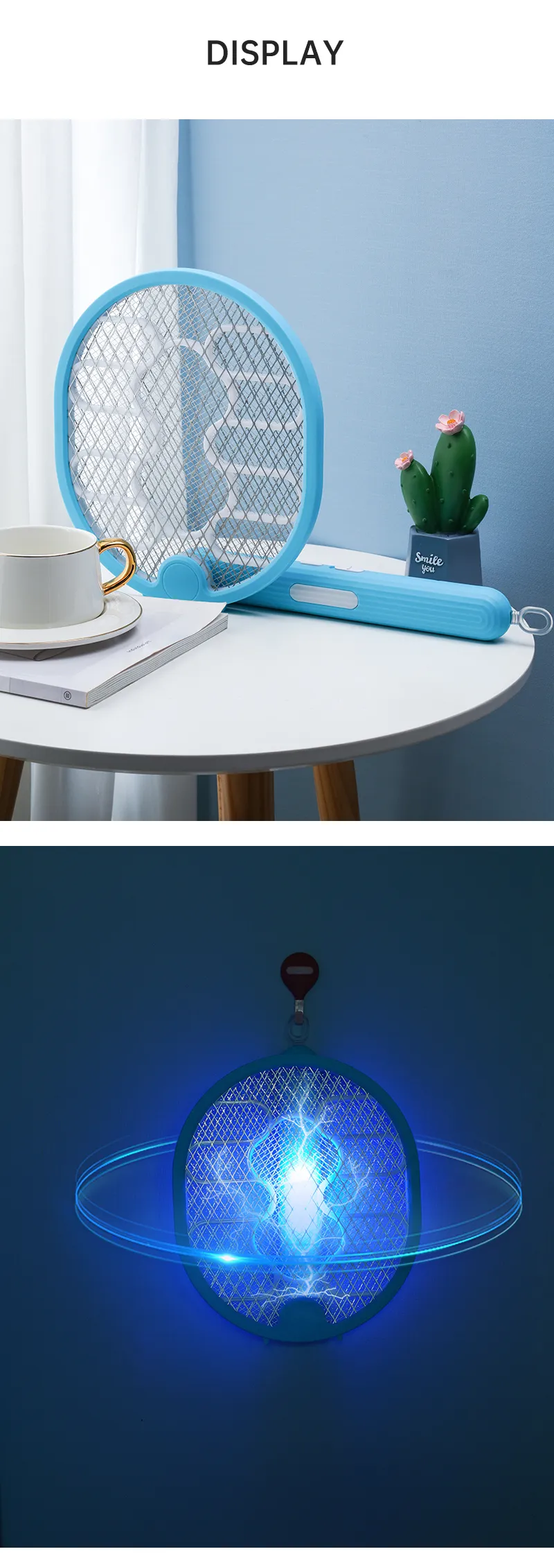 AGSIVO 3 In 1 3000V Cordless Rechargeable Electric Mosquito Bug Zapper Foldable Handheld Mosquito Killing Lamp