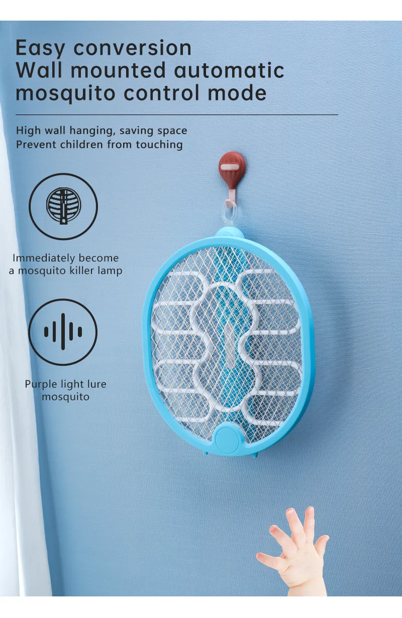 AGSIVO 3 In 1 3000V Cordless Rechargeable Electric Mosquito Bug Zapper Foldable Handheld Mosquito Killing Lamp