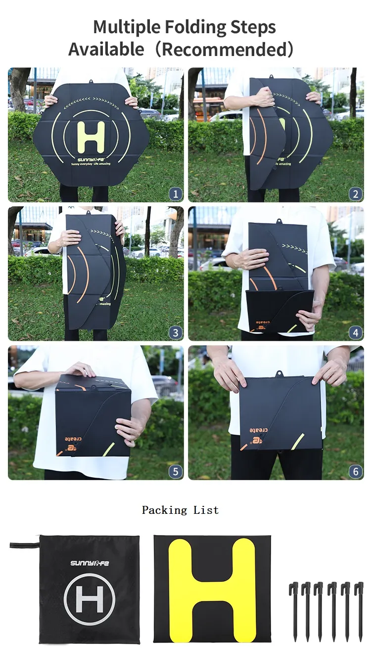 Sunnylife 80CM Landing Pad with Fixing Nails Double Sided Waterproof Foldable Parking Apron for DJI Mavic 3 Pro / Phantom 4 Pro / Autel EVO II / FIMI X8SE 2022 Drone
