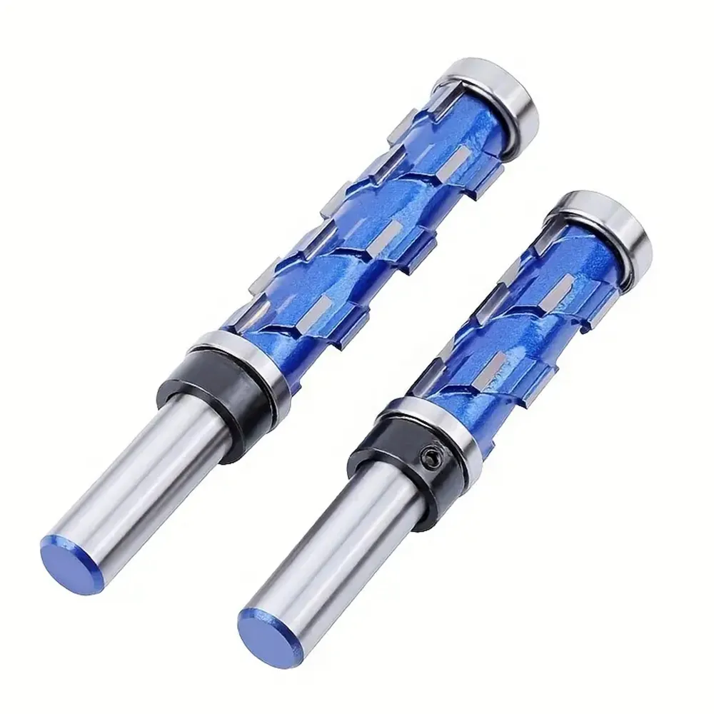 High-Grade Carbide Flush Trim Router Bit with 1/2 Round Shank Double Bearing Design for Woodworking Projects Ideal for Precision Trimming & Template Work