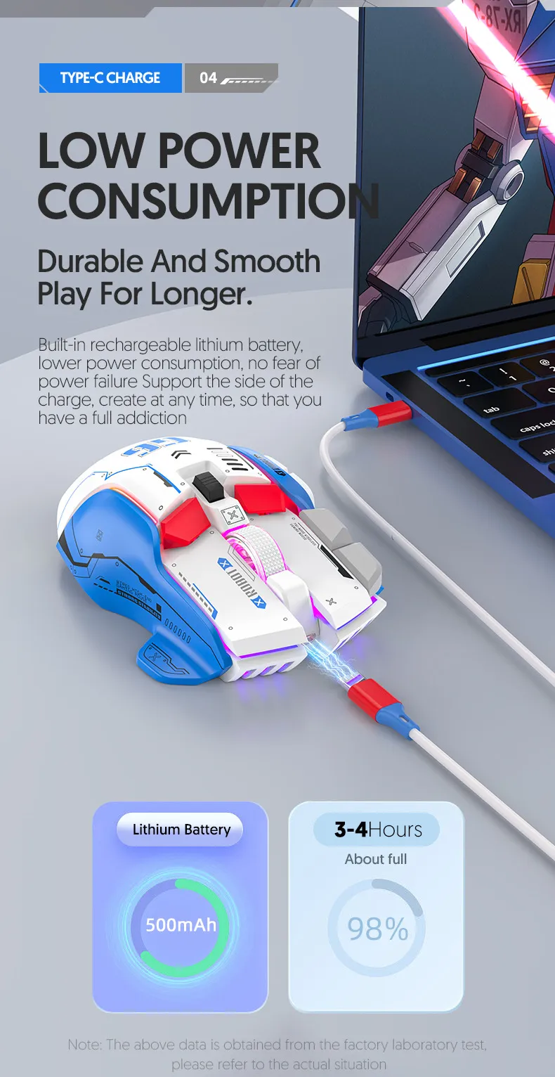 HXSJ G6 Wireless Gaming Mouse 10 Keys 11 RGB 1200-4000DPI Tri-mode Gamer Mouse for PC Laptop Computer