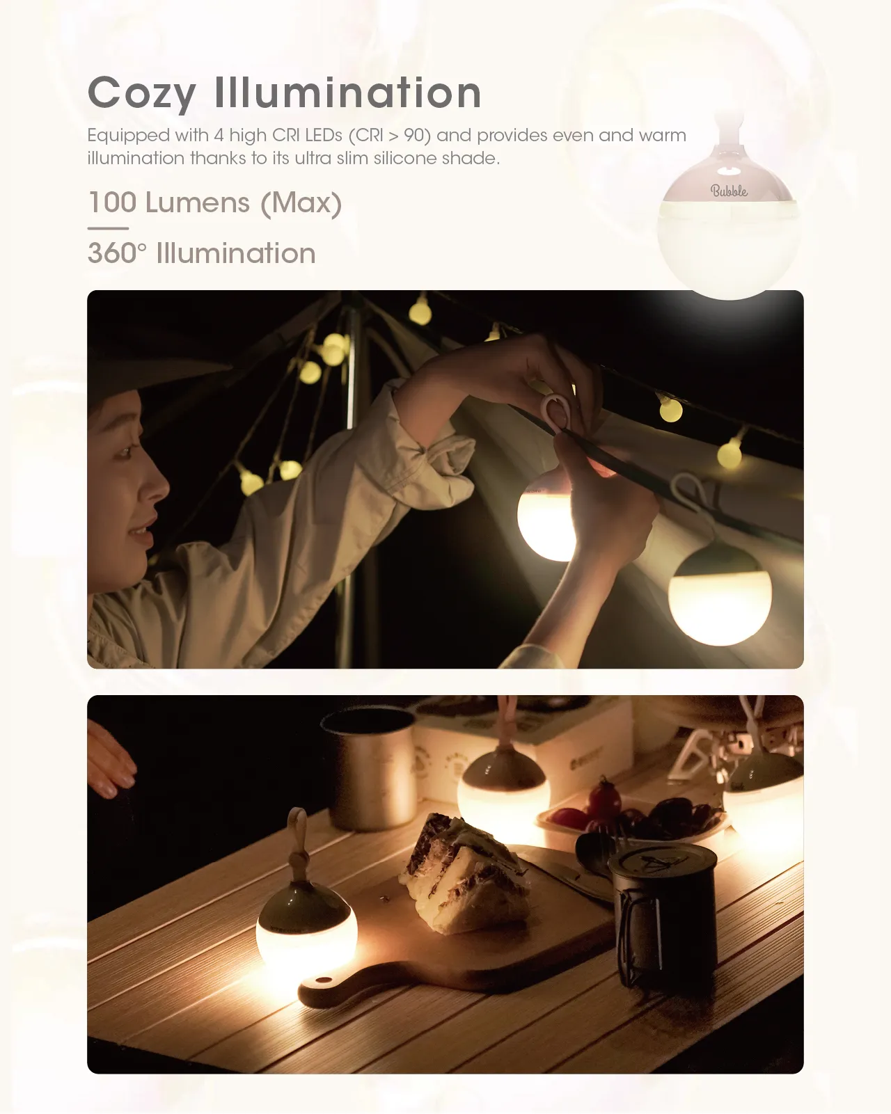 Nitecore Bubble 100LM 3 Modes Long Runtime Camping Tent Light Portable Lightweight Rechargeable Outdoor Lantern
