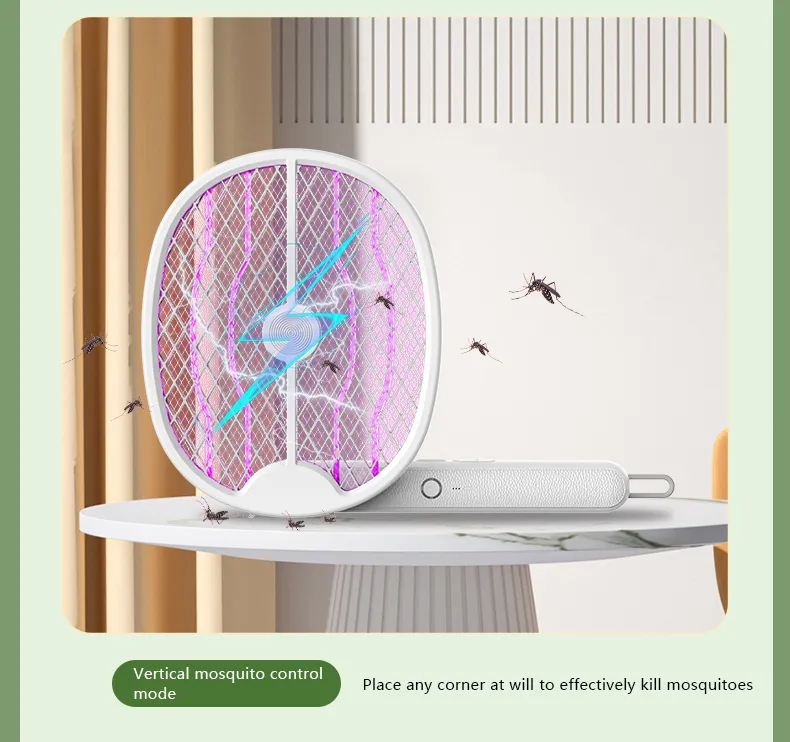 AGSIVO 3 In 1 3000V Cordless Rechargeable Electric Mosquito Bug Zapper Foldable Handheld Mosquito Killing Lamp Fly Trap