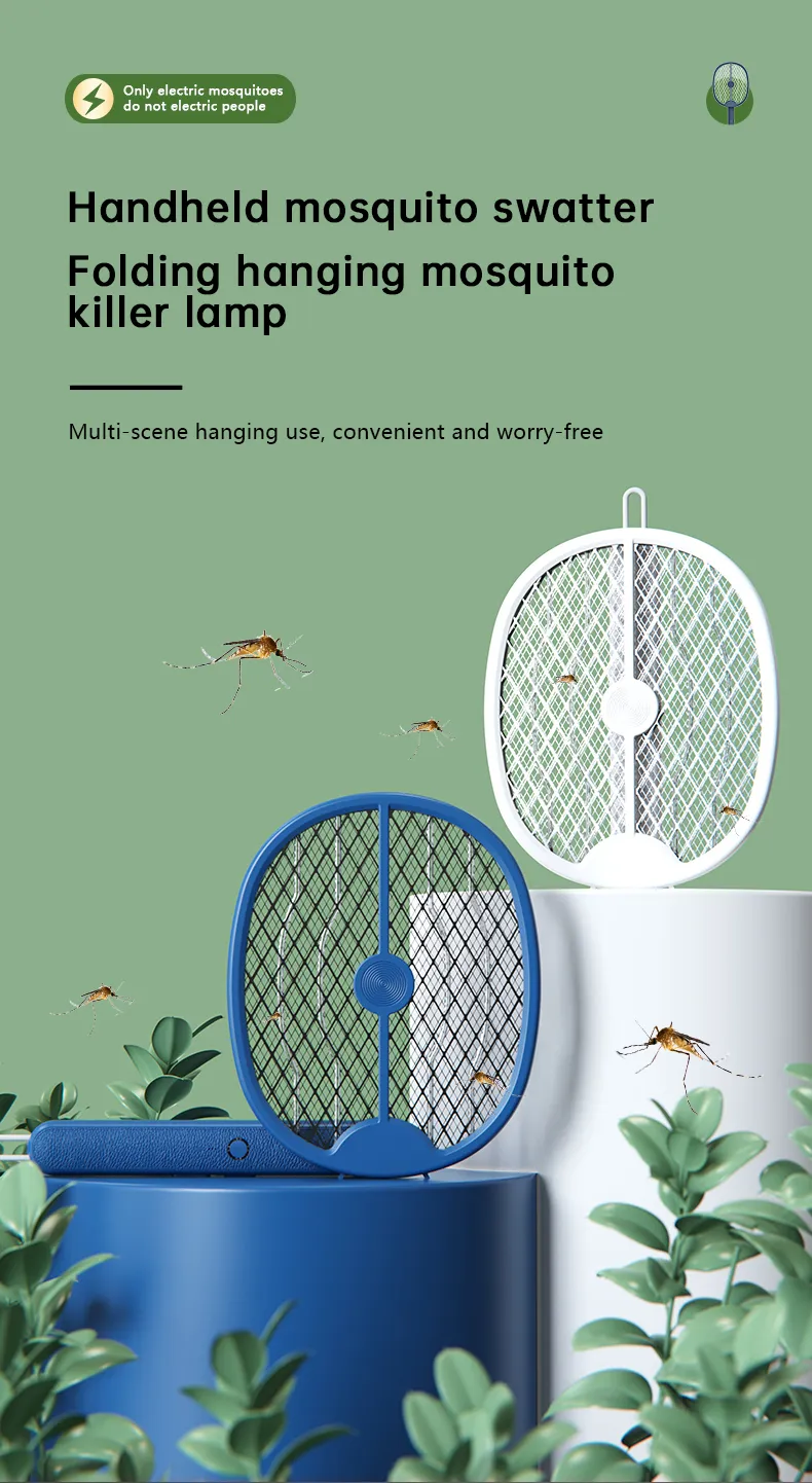 AGSIVO 3 In 1 3000V Cordless Rechargeable Electric Mosquito Bug Zapper Foldable Handheld Mosquito Killing Lamp Fly Trap