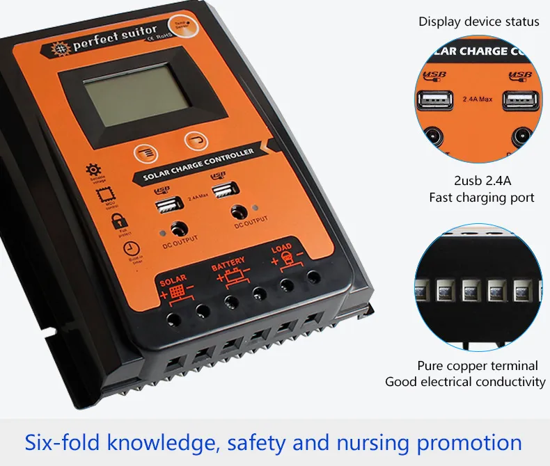 12V/24V Efficient PWM Solar Controller 30A 50A 70A for Off-Grid Systems Durable ABS and Aluminium Alloy Construction