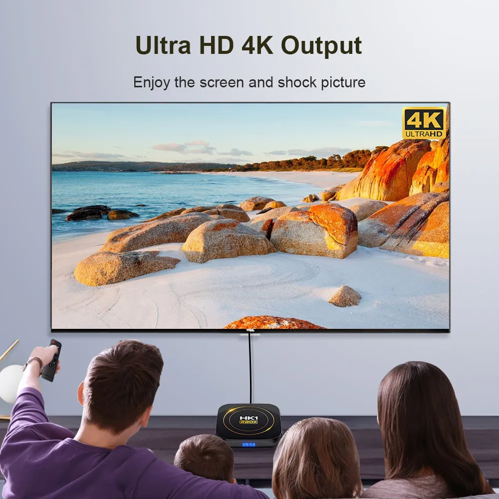 HK1 RBOX H8S Android 12 Smart TV Box 4+64G Dual Band 2.4G/5G WiFi Support bluetooth 4.0 8K HDR10+ Media Player Set Top Box