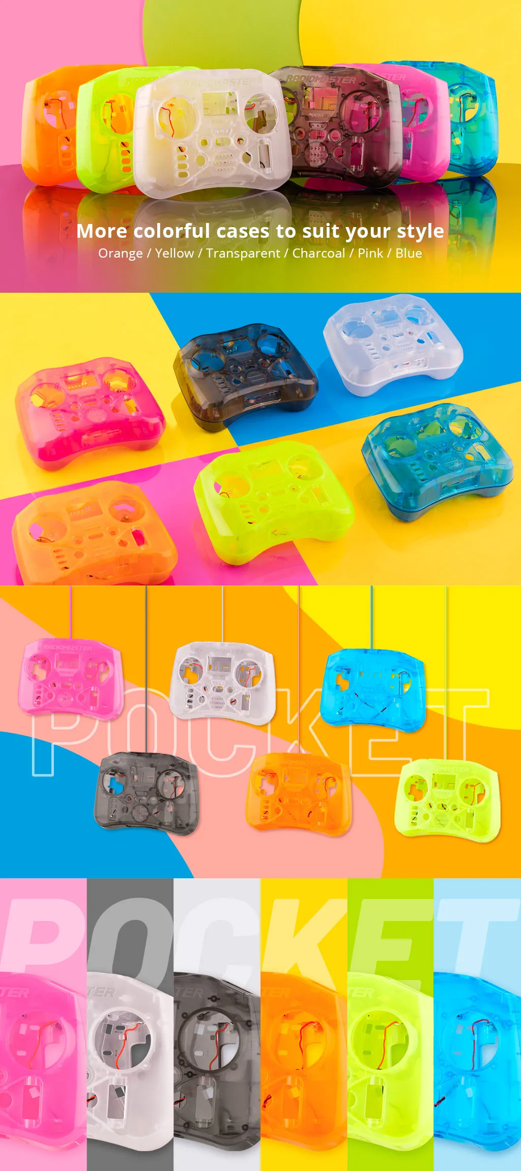 RadioMaster Pocket Radio Optional Color Transparent Case Transmitter DIY Accessories RadioMaster Pocket Radio Optional Color Transparent Case Transmitter DIY Accessories