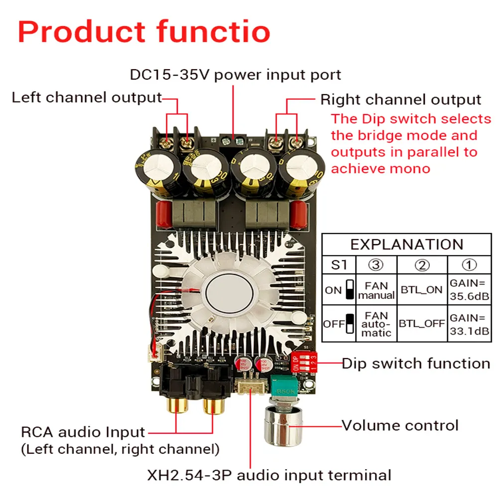 ZK-1602 TDA7498E Digital Power Amplifier Board 160W*160W Dual Channel 220W Mono Channel DC15-35V Amplifier Module Board ZK-1602 TDA7498E Digital Power Amplifier Board 160W*160W Dual Channel 220W Mono Channel DC15-35V Amplifier Module Board