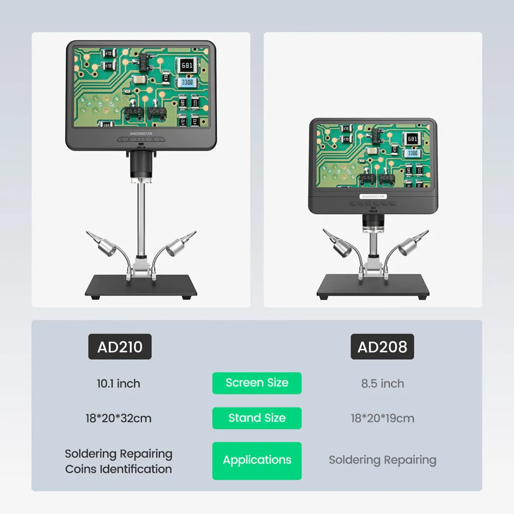 AD210 10 Digital Microscope 5X-260X Magnification Adjustable LCD for PCB/SMD 1080P Soldering Microscopio