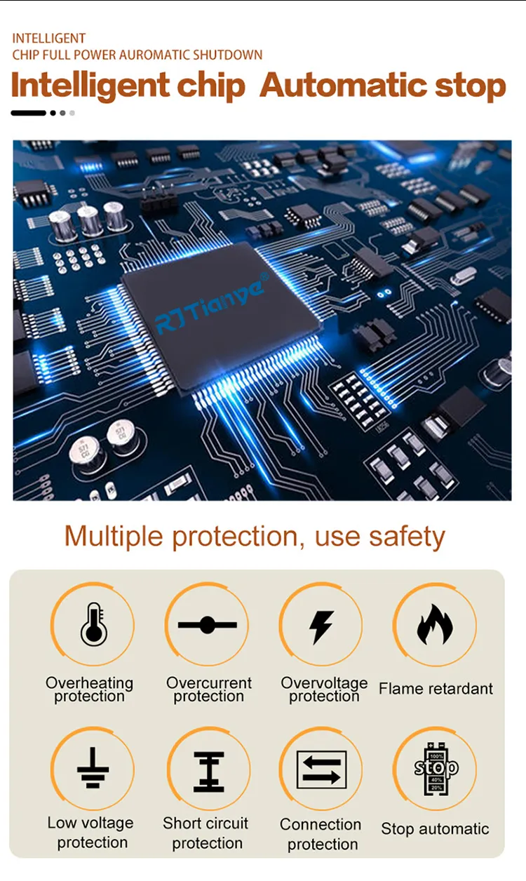RJtianye European Standard 12V 6A Smart Pulse Repair Charger for SUV Motorcycle Charger LED Screen Display
