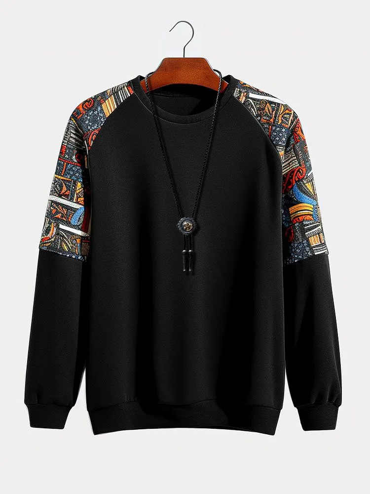 ChArmkpR Mens Pullover Hoodies Ethnic Pattern Patchwork Raglan Sleeve Round Neck Sweatshirts ChArmkpR Mens Pullover Hoodies Ethnic Pattern Patchwork Raglan Sleeve Round Neck Sweatshirts