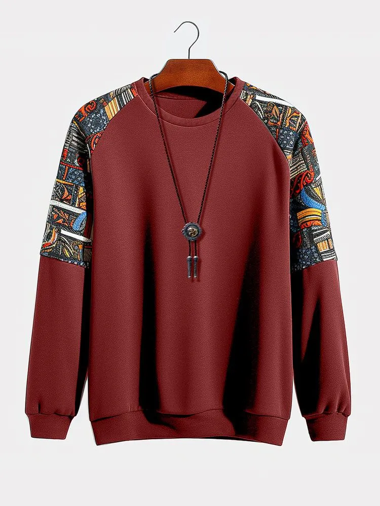 ChArmkpR Mens Pullover Hoodies Ethnic Pattern Patchwork Raglan Sleeve Round Neck Sweatshirts ChArmkpR Mens Pullover Hoodies Ethnic Pattern Patchwork Raglan Sleeve Round Neck Sweatshirts