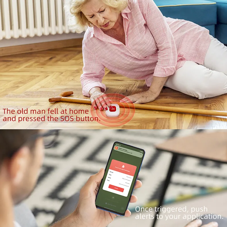 CF101W Tuya WiFi Emergency Alarm Button Rechargeable Elderly Emergency Panic Button Old Man Personal Self-help Smart APP Push