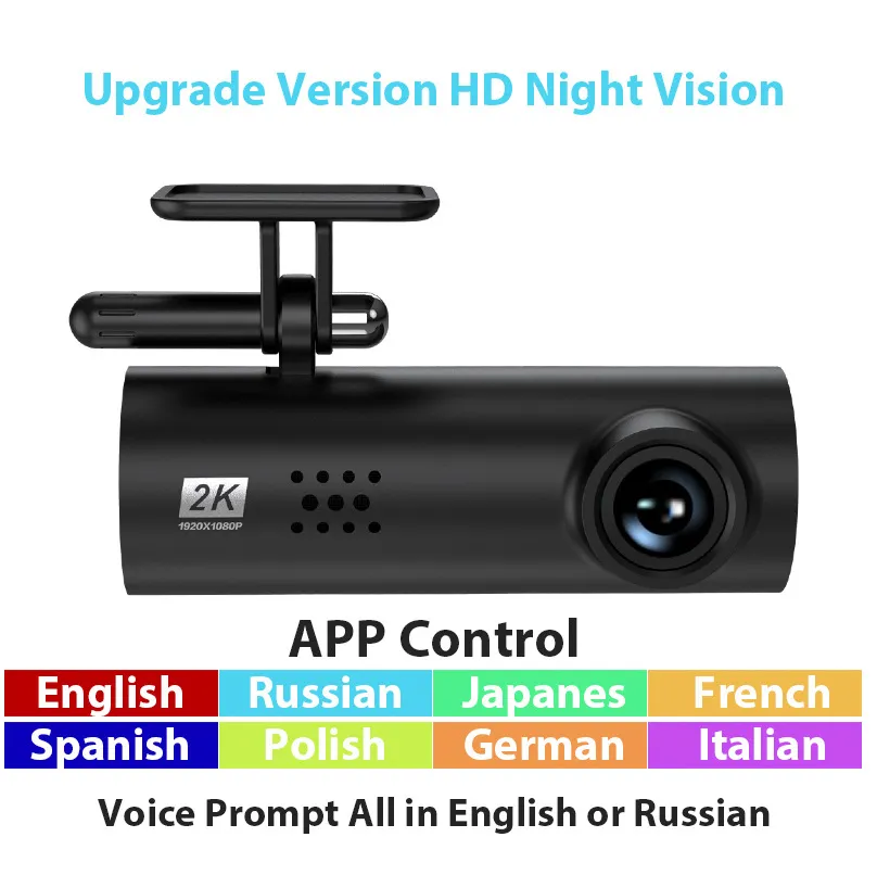 Car Driving Recorder Front & Rear Dual Camera WiFi Night Vision HD 1080P Car DVR Camera with 24H Parking Monitoring