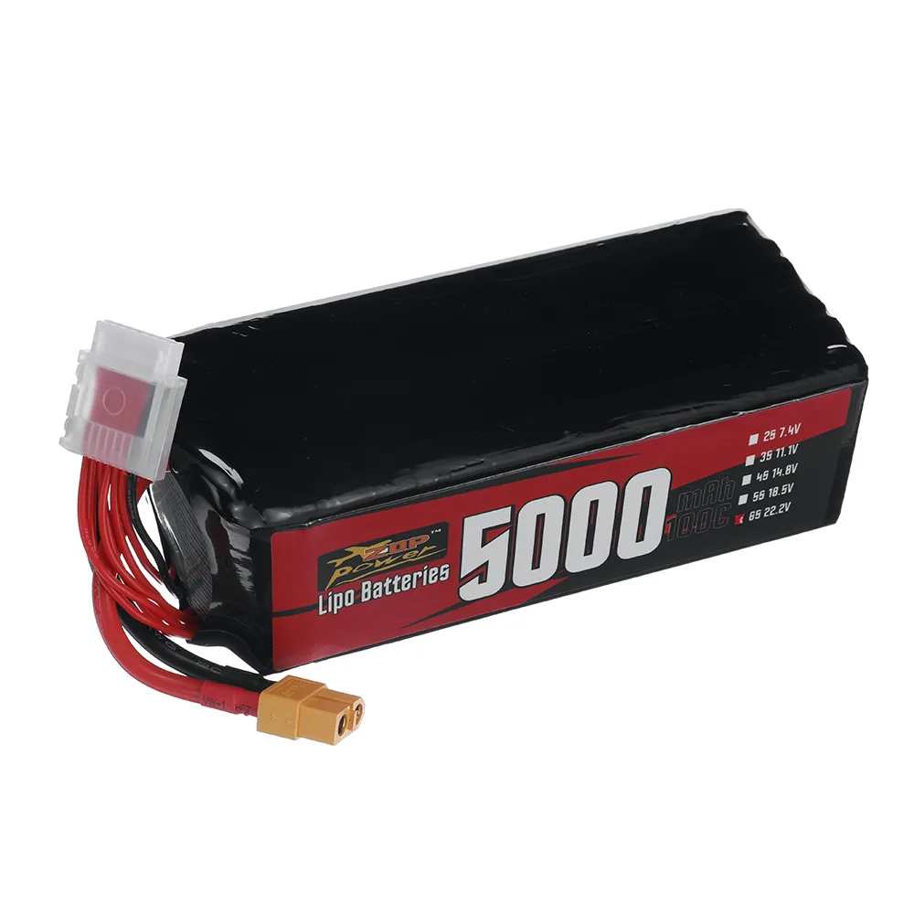 ZOP Power 6S 22.2V 5000mAh 100C 111Wh LiPo Battery XT60 Plug for RC Drone ZOP Power 6S 22.2V 5000mAh 100C 111Wh LiPo Battery XT60 Plug for RC Drone