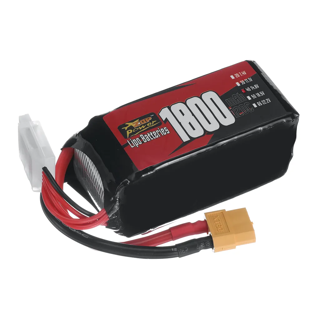 ZOP Power 4S 14.8V 1800mAh 120C LiPo Battery XT60 Plug for RC Drone ZOP Power 4S 14.8V 1800mAh 120C LiPo Battery XT60 Plug for RC Drone