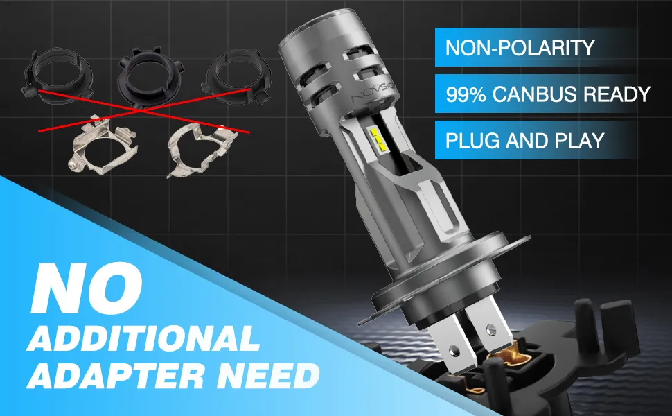 NOVSIGHT A500-N58-H7 2PCS Car LED Front Headlights Bulbs 6500K LED Headlamp Waterproof For All Cars With H7 Type Bulbs