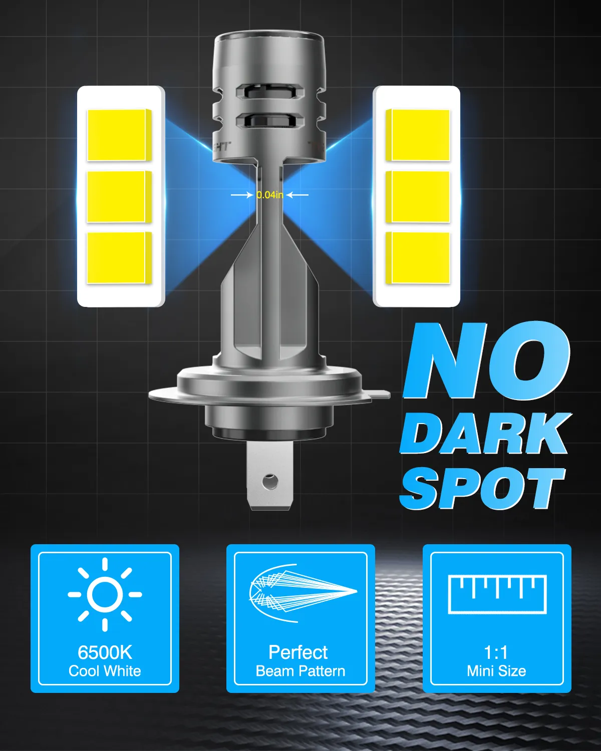 NOVSIGHT A500-N58-H7 2PCS Car LED Front Headlights Bulbs 6500K LED Headlamp Waterproof For All Cars With H7 Type Bulbs