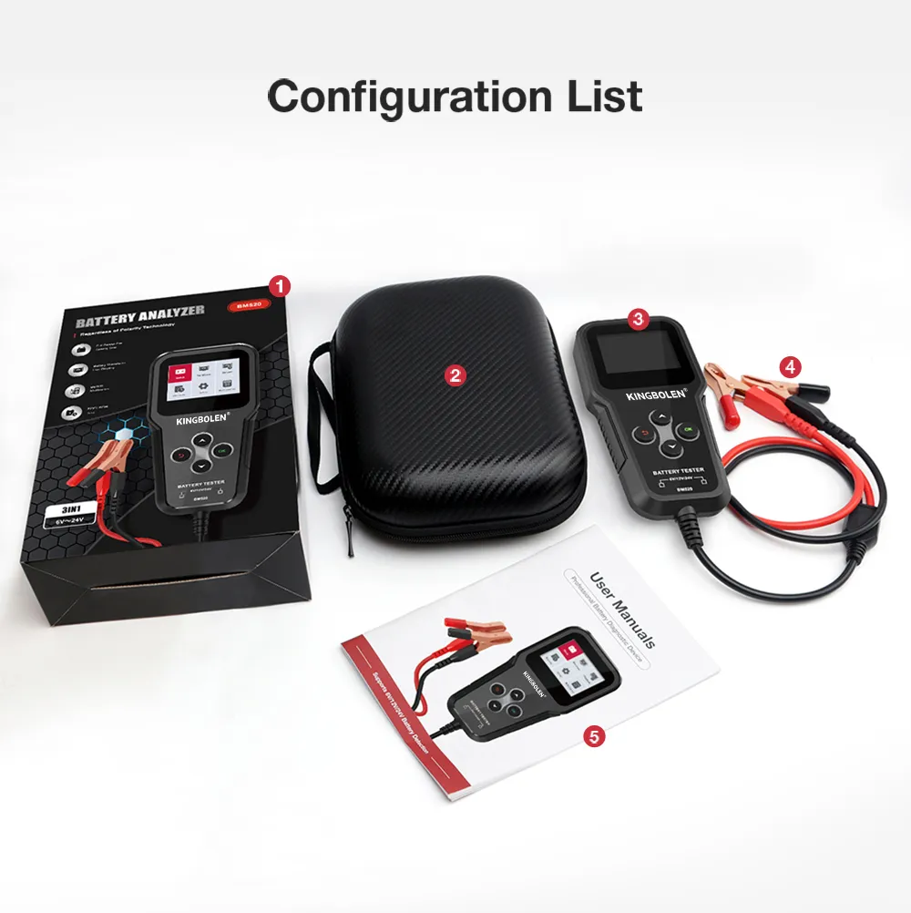 KINGBOLEN BM520 Battery Tester For Car 6V 12V 24V Batter Analyzer Multimeter Cranking Charging Ripple Test