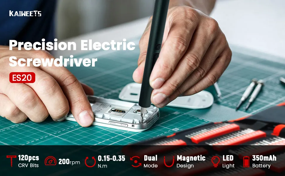 [EU Direct]KAIWEETS ES20 Electric Screwdriver Set 137-in-1 Cordless Precision Power Kit High-Speed Adjustable Torque Magnetic Handle Repair Tools