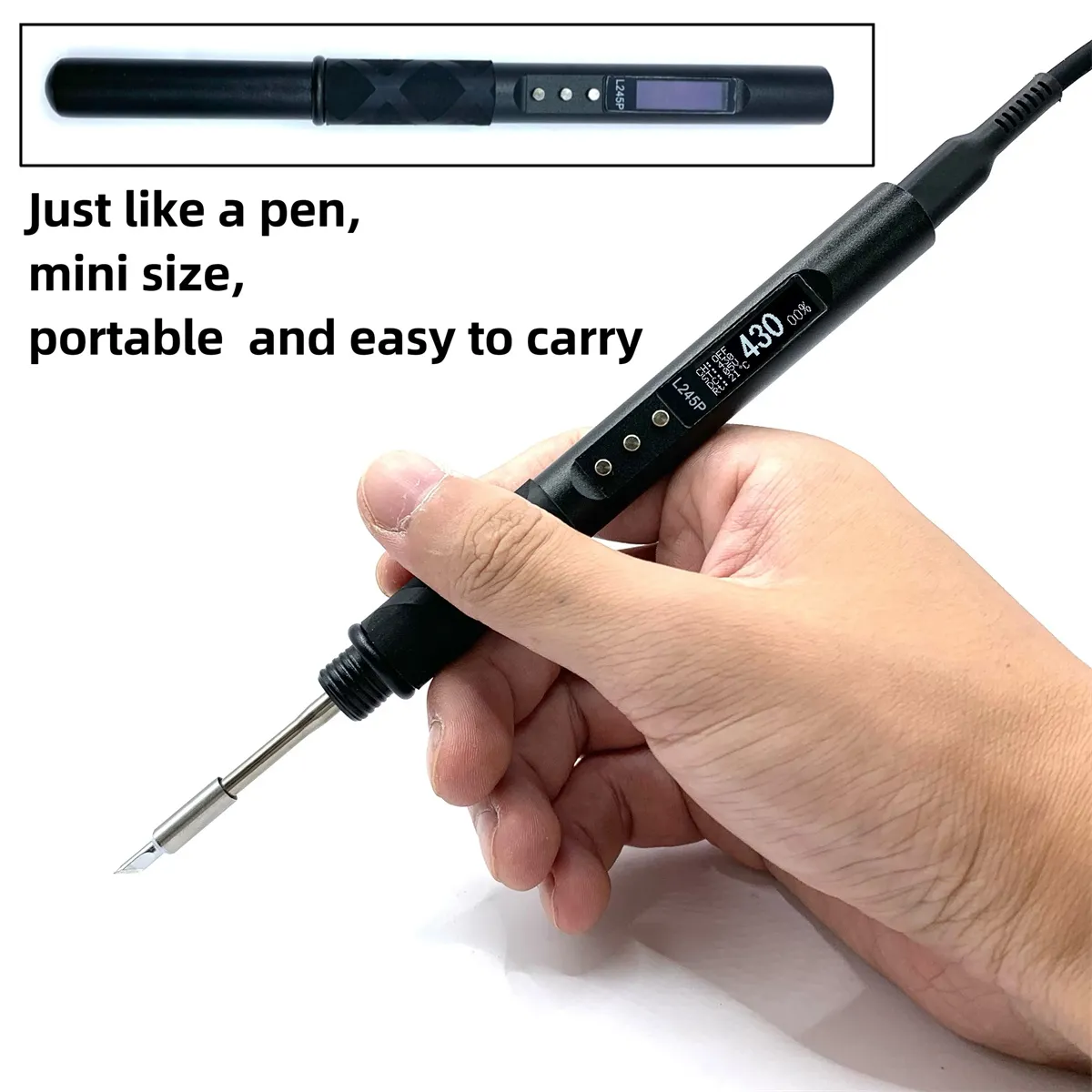 L245P Smart Soldering Iron CNC Metal Case Dual PD/DC Power 65W-100W Fast Heating 0.91inch OLED Display Best for DIY Projects L245P Smart Soldering Iron CNC Metal Case Dual PD/DC Power 65W-100W Fast Heating 0.91inch OLED Display Best for DIY Projects
