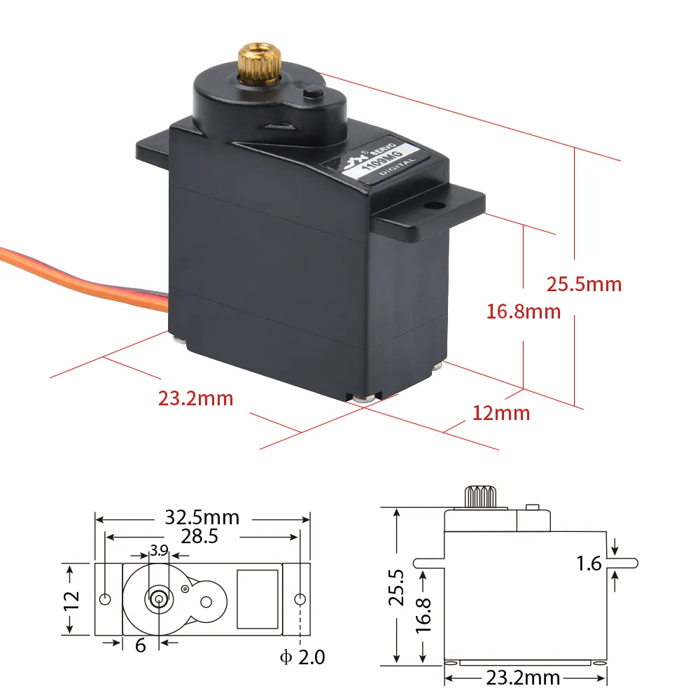JX PDI-1109MG 9g Metal Gear Core Motor Micro Digital Servo for 450 RC Helicopter
