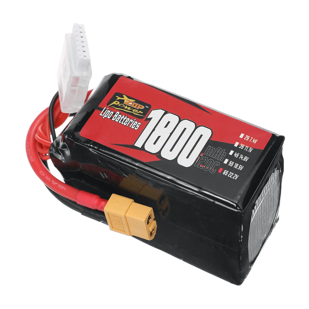 ZOP Power 6S 22.2V 1800mAh 120C 39.96Wh LiPo Battery XT60 Plug for RC Drone FPV Racing ZOP Power 6S 22.2V 1800mAh 120C 39.96Wh LiPo Battery XT60 Plug for RC Drone FPV Racing