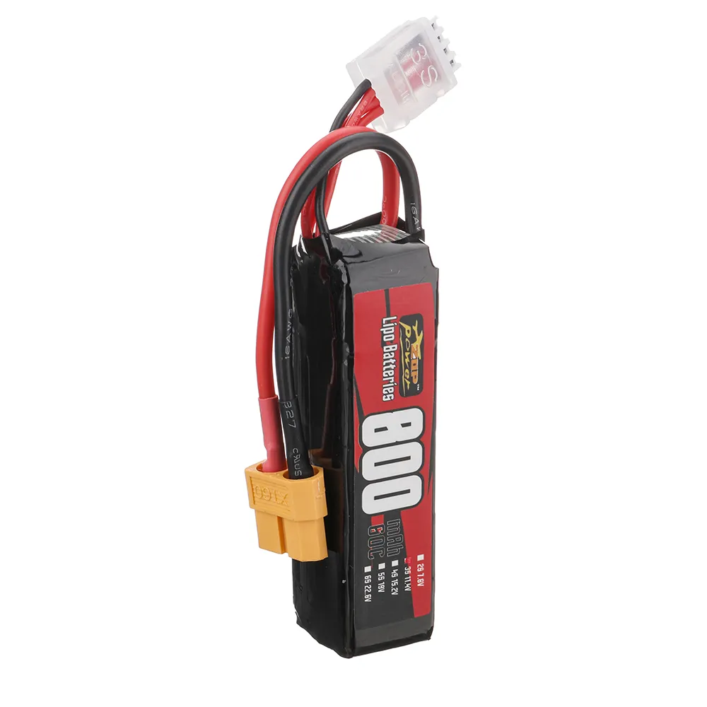 ZOP Power 3S 11.4V 800mAh 60C 8.88Wh LiPo Battery XT60 Plug for RC FPV Racing Drone Airplane Helicopter
