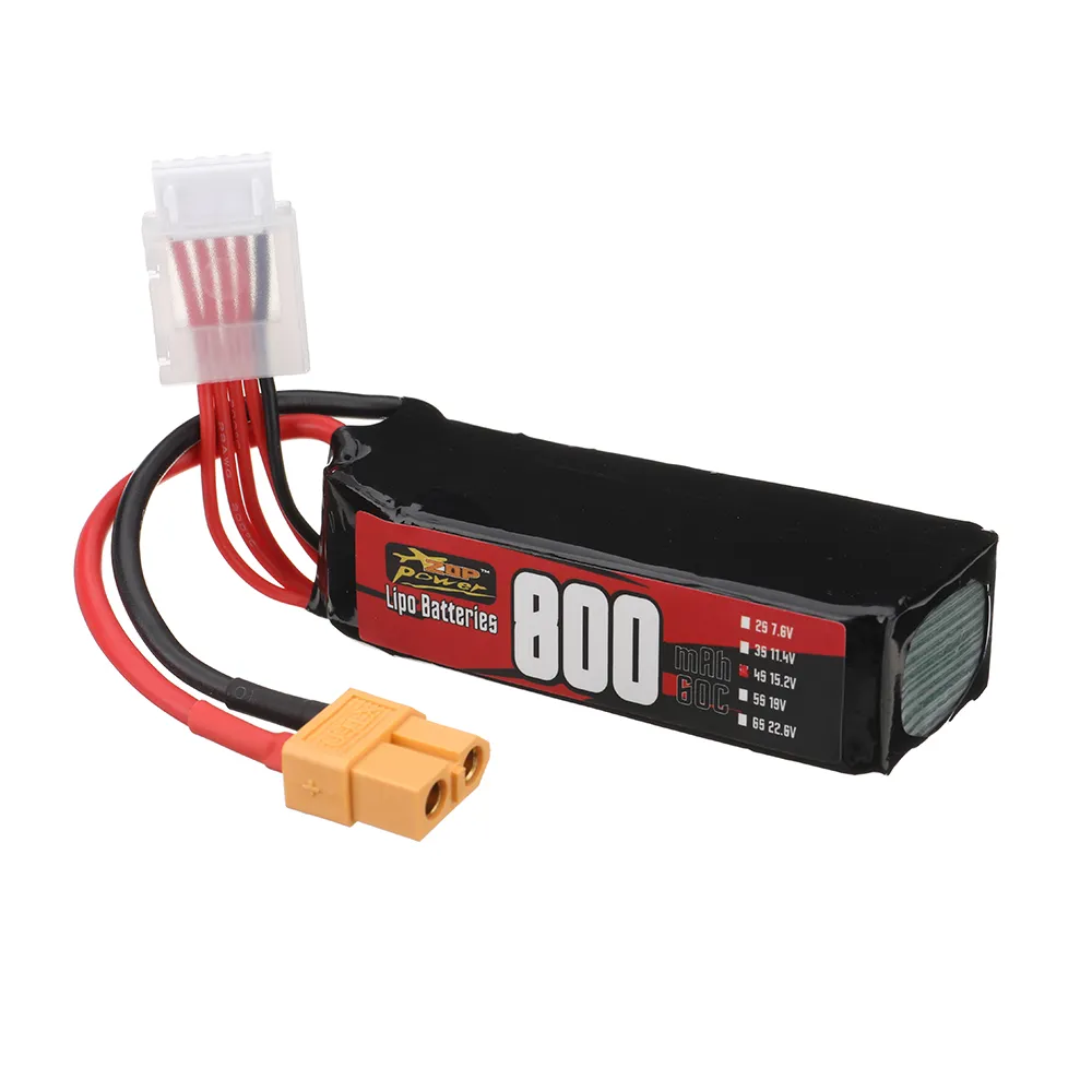 ZOP Power 4S 15.2V 800mAh 60C 11.84Wh LiPo Battery XT60 Plug for RC FPV Racing Drone Airplane Helicopter ZOP Power 4S 15.2V 800mAh 60C 11.84Wh LiPo Battery XT60 Plug for RC FPV Racing Drone Airplane Helicopter