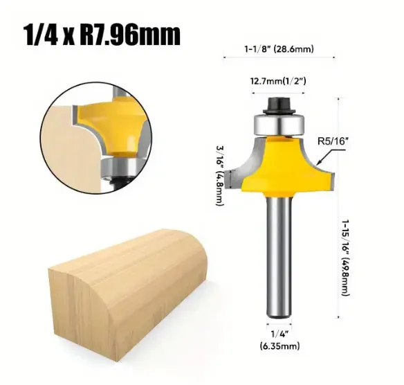 6.35mm Shank Router Bits Set Corner Round Over High quality Alloy Corner Rounding Milling Cutter With Bearing For Wood Woodworking Tool 6.35mm Shank Router Bits Set Corner Round Over High quality Alloy Corner Rounding Milling Cutter With Bearing For Wood Woodworking Tool