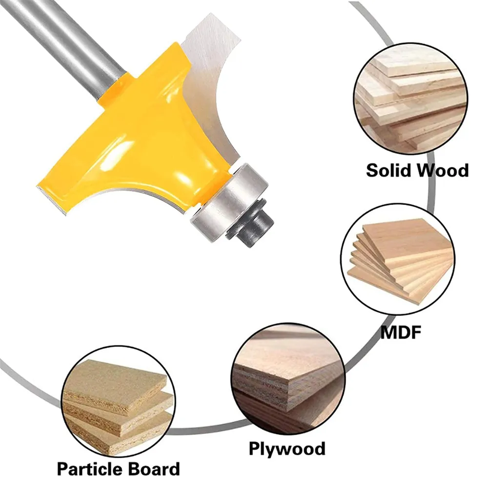 6.35mm Shank Router Bits Set Corner Round Over High quality Alloy Corner Rounding Milling Cutter With Bearing For Wood Woodworking Tool 6.35mm Shank Router Bits Set Corner Round Over High quality Alloy Corner Rounding Milling Cutter With Bearing For Wood Woodworking Tool