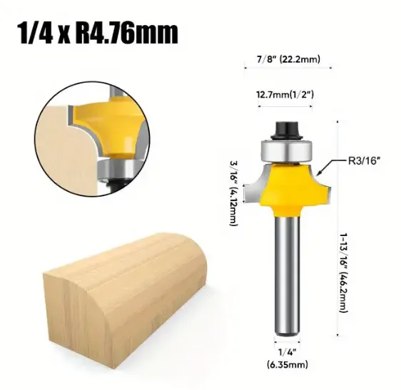 6.35mm Shank Router Bits Set Corner Round Over High quality Alloy Corner Rounding Milling Cutter With Bearing For Wood Woodworking Tool 6.35mm Shank Router Bits Set Corner Round Over High quality Alloy Corner Rounding Milling Cutter With Bearing For Wood Woodworking Tool