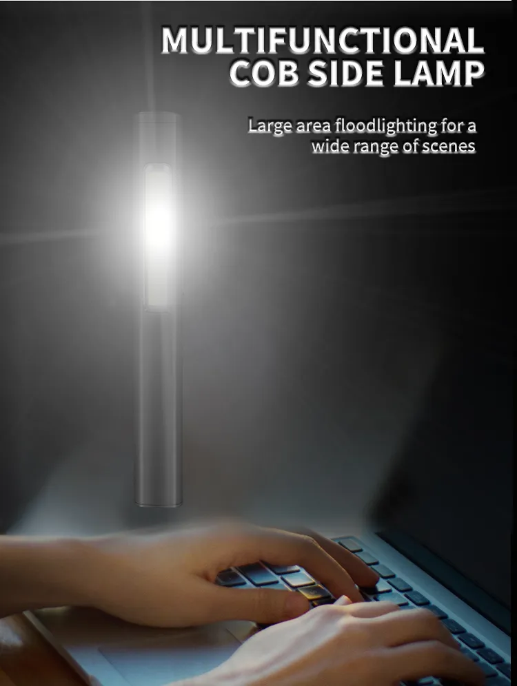 Outdoor Compact and Portable Aluminum Alloy XPE+COB Rechargeable Pen Light Work Lamp Keychain Light