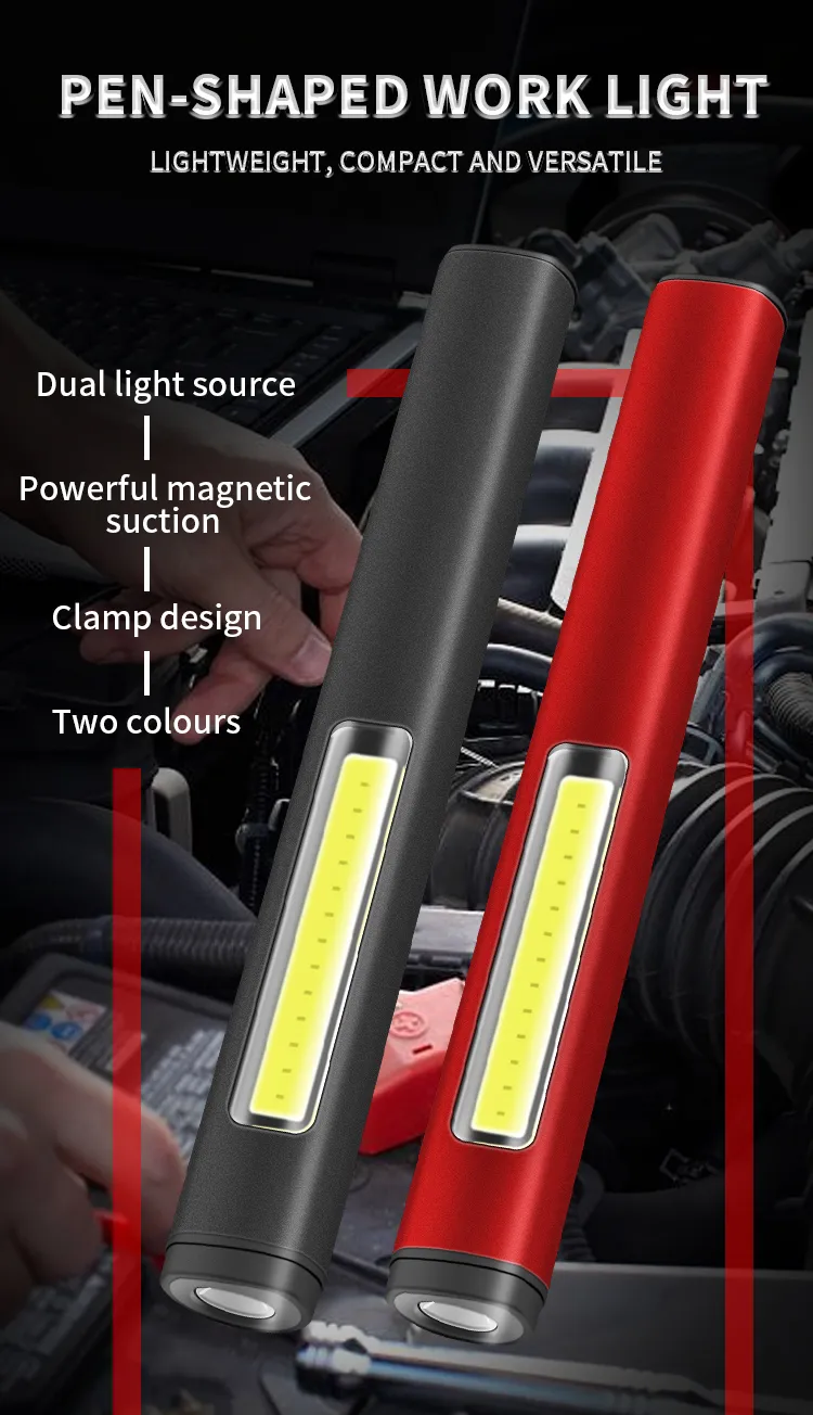 Outdoor Compact and Portable Aluminum Alloy XPE+COB Rechargeable Pen Light Work Lamp Keychain Light