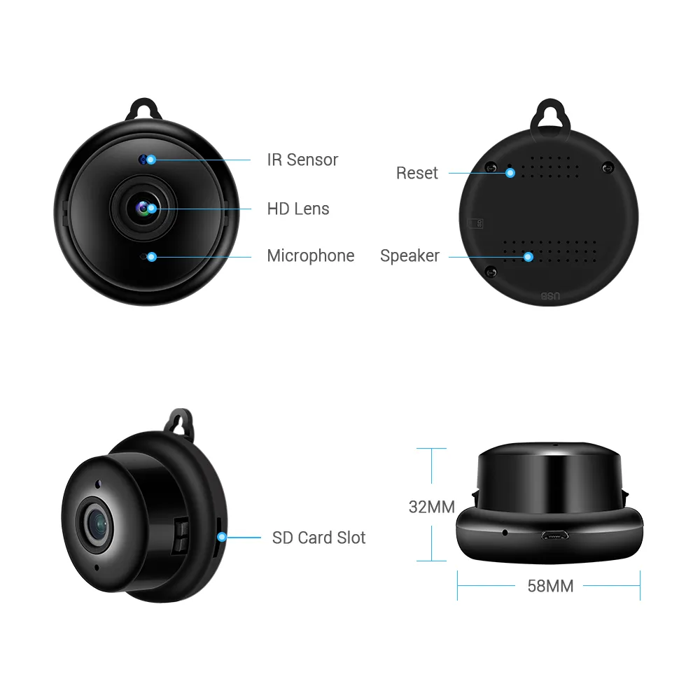 Escam V380 HD 1080P Mini Wifi IP Camera H.264 Baby Monitor Camera Night Vision Two Way Audio Motion Detection Wireless Indoor Camera Escam V380 HD 1080P Mini Wifi IP Camera H.264 Baby Monitor Camera Night Vision Two Way Audio Motion Detection Wireless Indoor Camera
