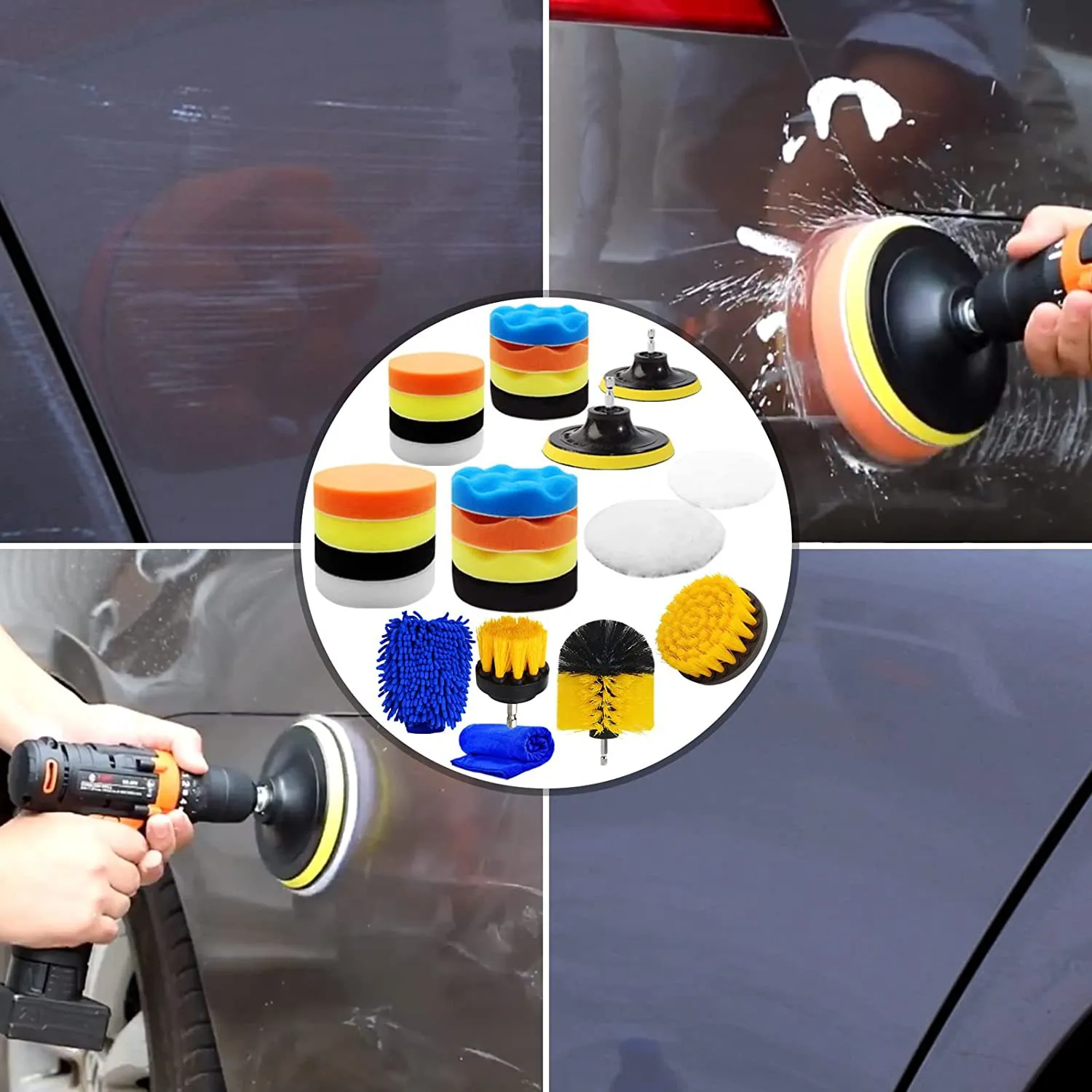 25PCS カーケアクリーニングツールセット 電動ドリルブラシ 車のホイールタイヤと隙間洗浄ドリル研磨パッドドリルブラシキット 25PCS カーケアクリーニングツールセット 電動ドリルブラシ 車のホイールタイヤと隙間洗浄ドリル研磨パッドドリルブラシキット