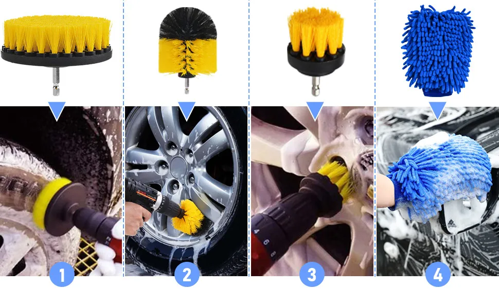 25PCS カーケアクリーニングツールセット 電動ドリルブラシ 車のホイールタイヤと隙間洗浄ドリル研磨パッドドリルブラシキット 25PCS カーケアクリーニングツールセット 電動ドリルブラシ 車のホイールタイヤと隙間洗浄ドリル研磨パッドドリルブラシキット