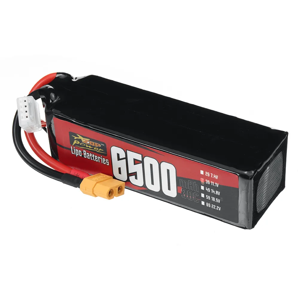 ZOP Power 3S 11.1V 6500mAh 30C 72.15Wh LiPo Battery XT60 Plug for RC Car ZOP Power 3S 11.1V 6500mAh 30C 72.15Wh LiPo Battery XT60 Plug for RC Car
