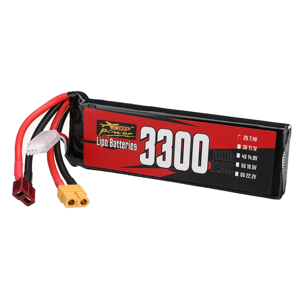ZOP Power 2S 7.4V 3300mAh 120C 17.09Wh LiPo Battery XT60 Plug for RC Car ZOP Power 2S 7.4V 3300mAh 120C 17.09Wh LiPo Battery XT60 Plug for RC Car