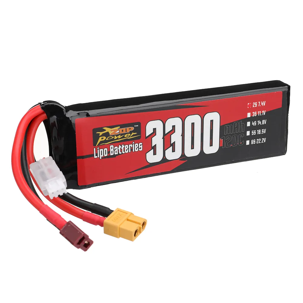 ZOP Power 2S 7.4V 3300mAh 120C 17.09Wh LiPo Battery XT60 Plug for RC Car ZOP Power 2S 7.4V 3300mAh 120C 17.09Wh LiPo Battery XT60 Plug for RC Car